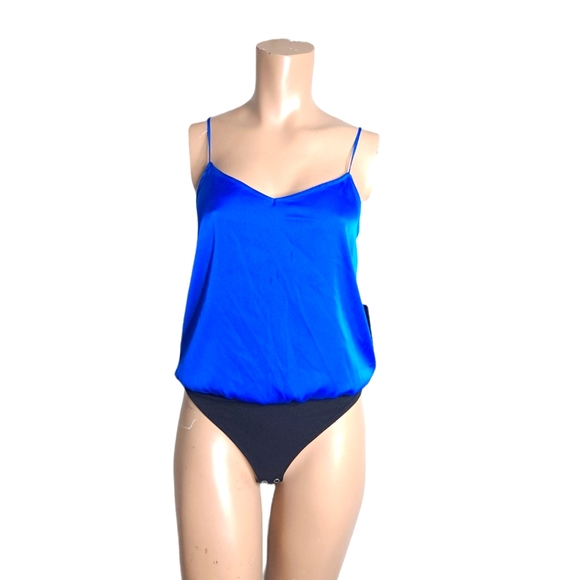 Express bodysuit royal blue and black Sleeveless v neck size XS - Picture 1 of 4